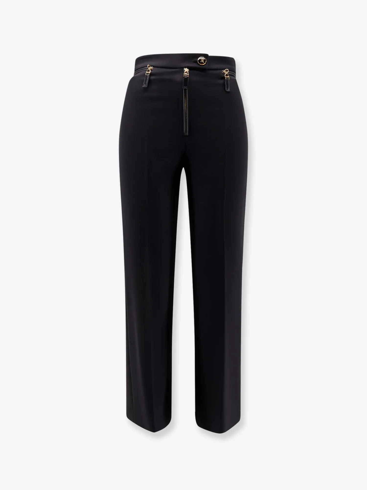 High-Waisted Trousers with Logoed Button sold by Lord & Taylor