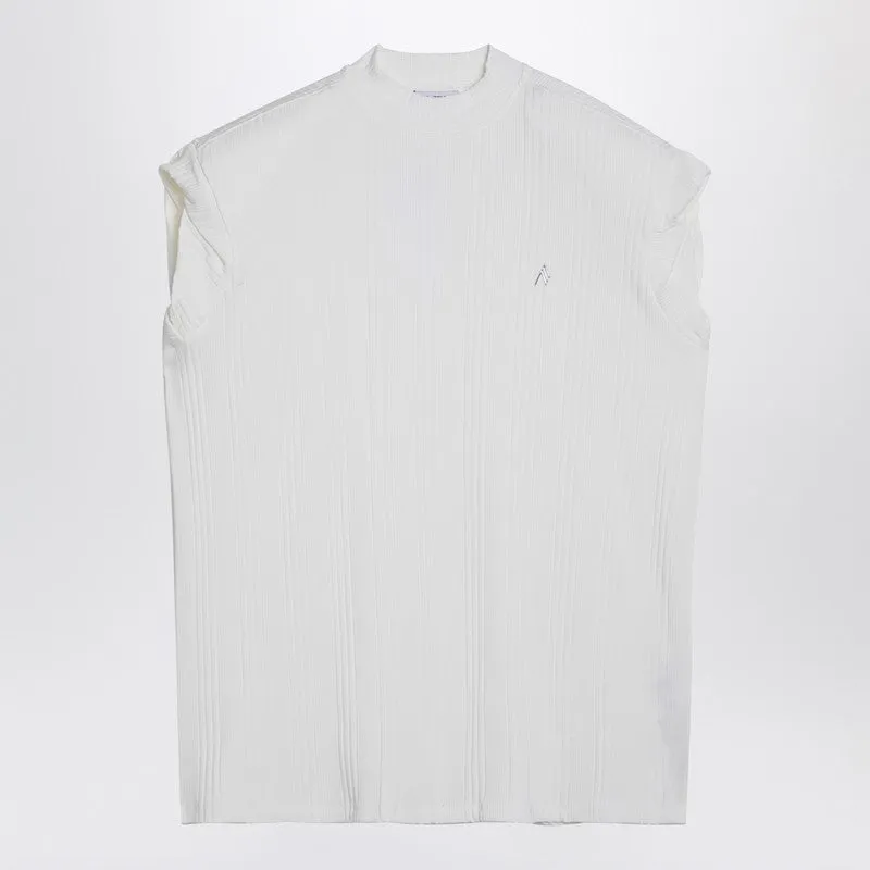 The Attico White sleeveless cotton tank top with logo sold by Lord & Taylor