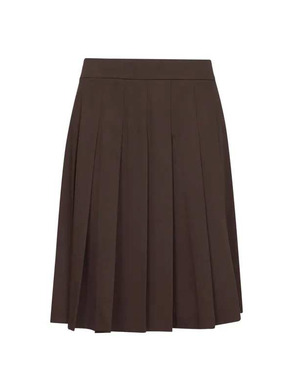 Brown Stretch Canvas Pleated Skirt sold by Lord & Taylor