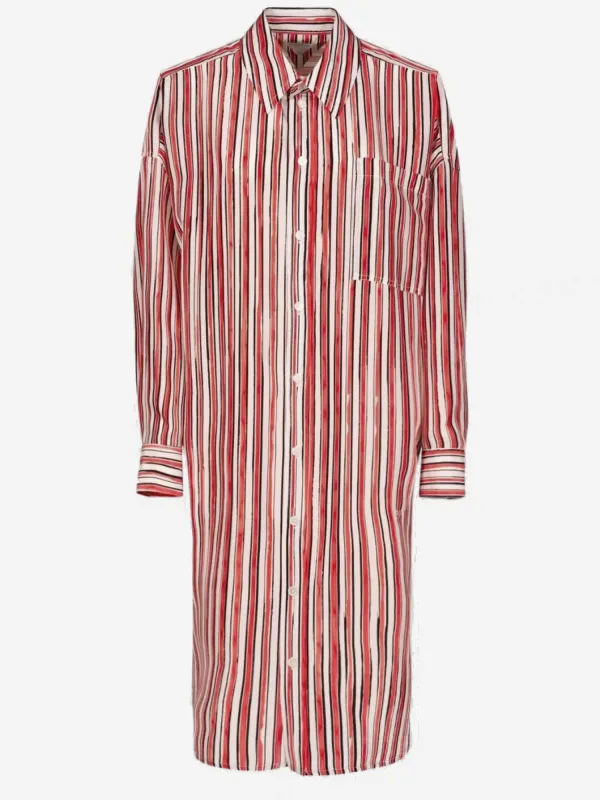 Long Silk Shirt with Striped Pattern made by Bottega Veneta