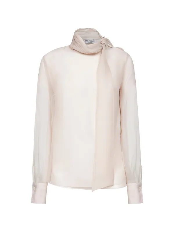 Beige Crispy Silk Monili Blouse sold by Lord & Taylor