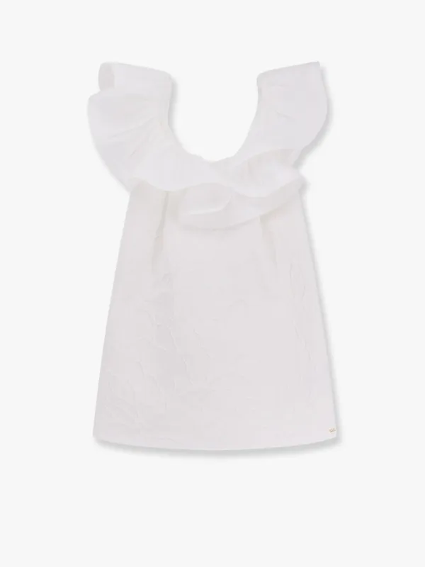 Floral jacquard mini dress with ruches sold by Lord & Taylor