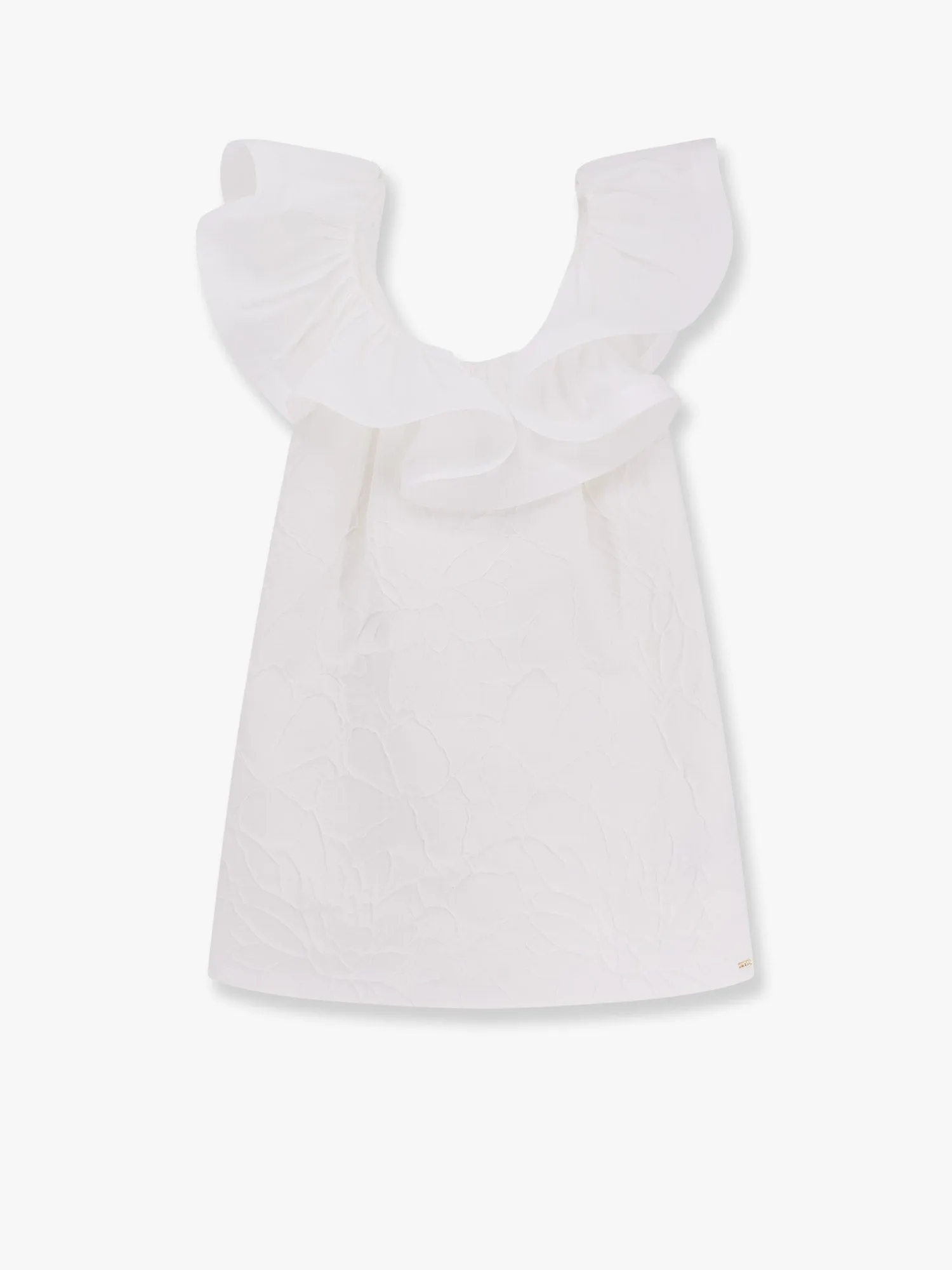 Floral jacquard mini dress with ruches sold by Lord & Taylor