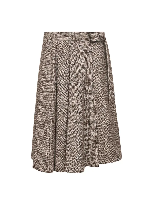 Brown Flecked Chevron Kilt Skirt sold by Lord & Taylor
