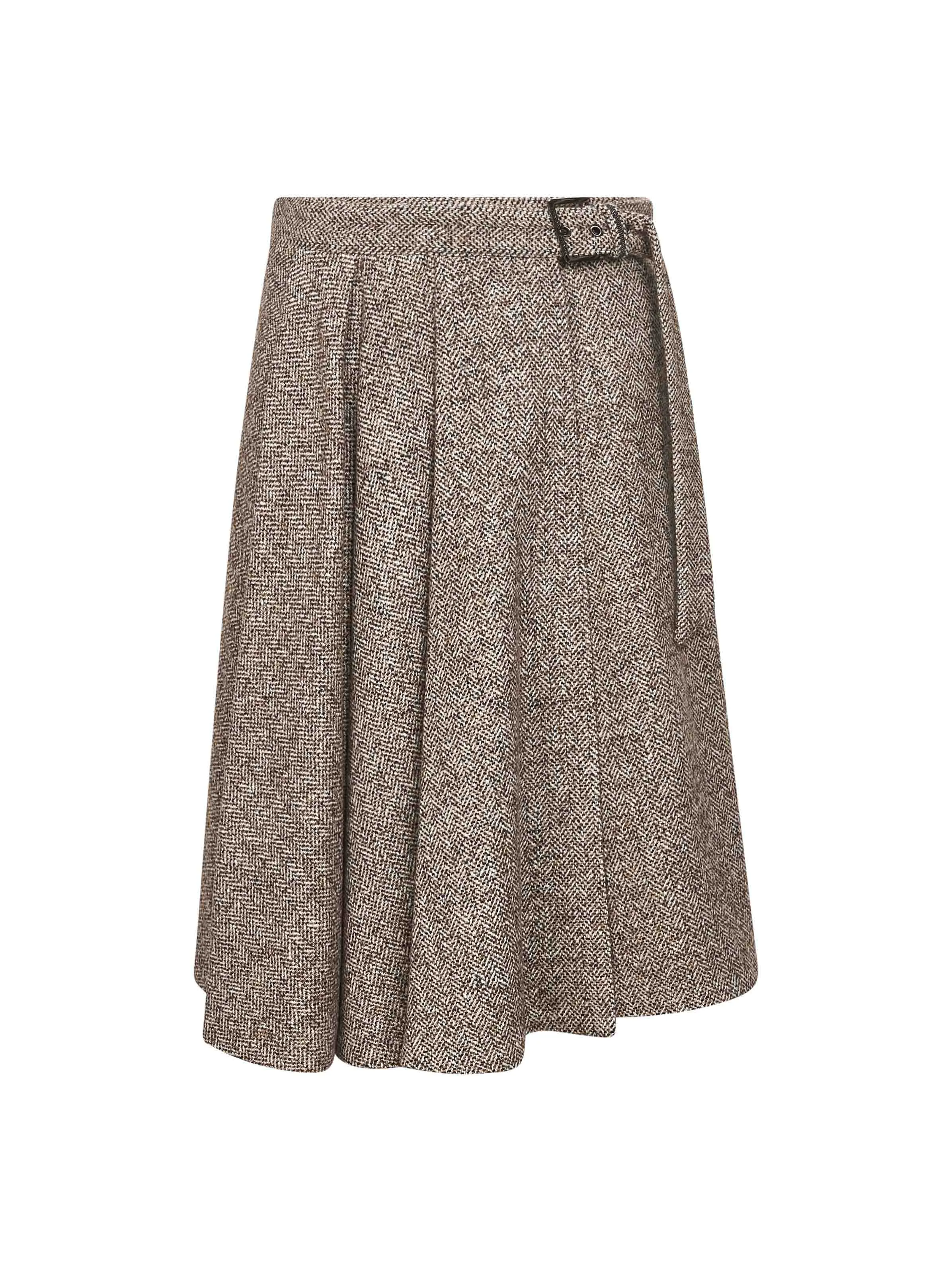 Brown Flecked Chevron Kilt Skirt sold by Lord & Taylor