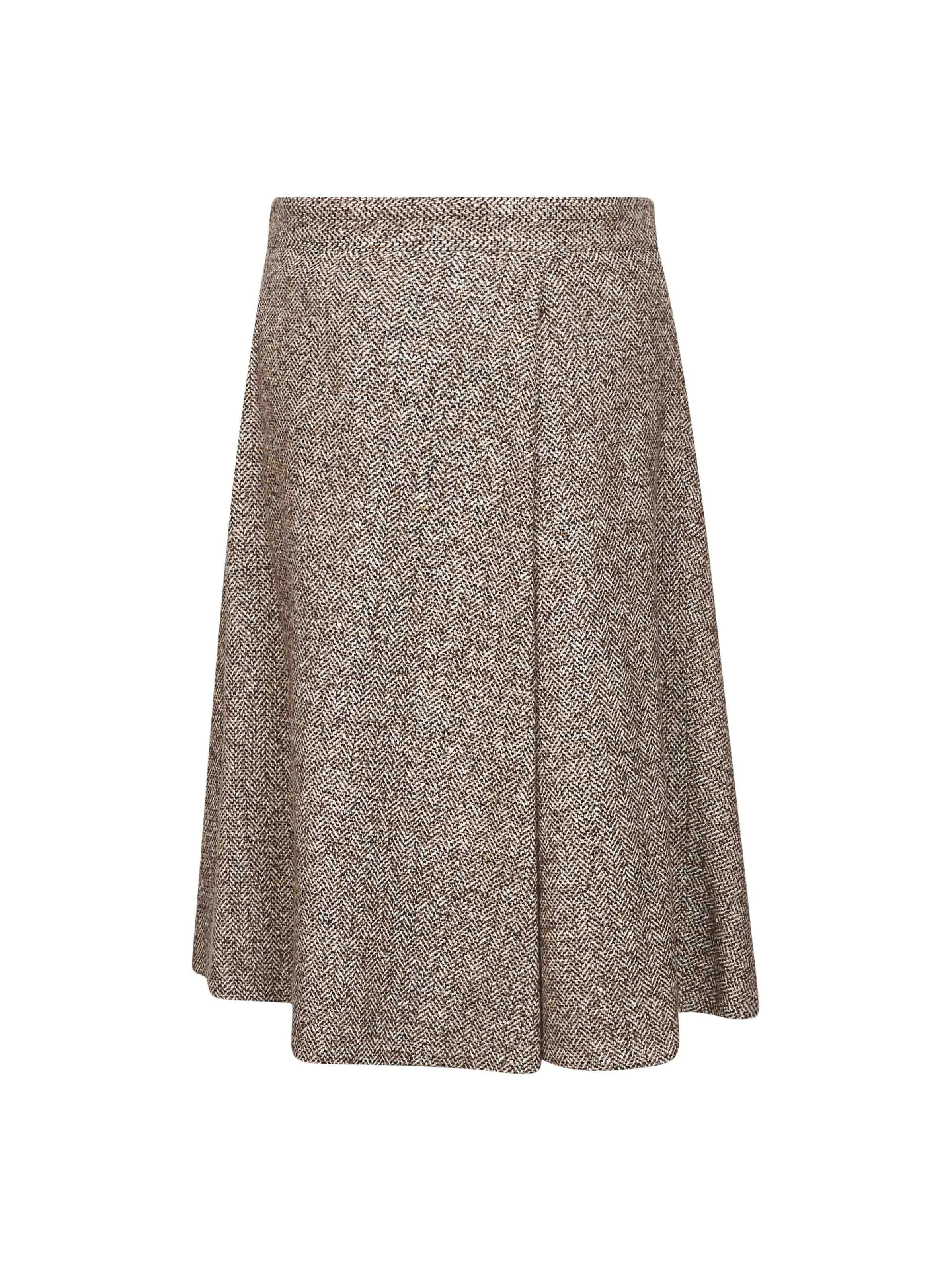 Brown Flecked Chevron Kilt Skirt sold by Lord & Taylor product image thumbnail 2