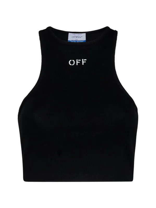 Off-White Logo Rib-Knit Cotton Top sold by Lord & Taylor