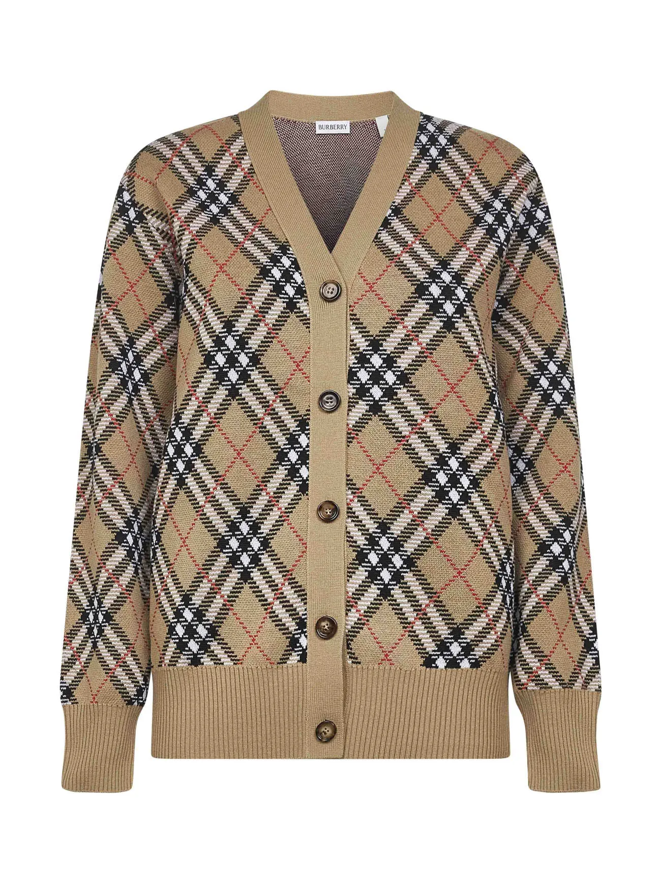Beige Check Wool Cardigan sold by Lord & Taylor