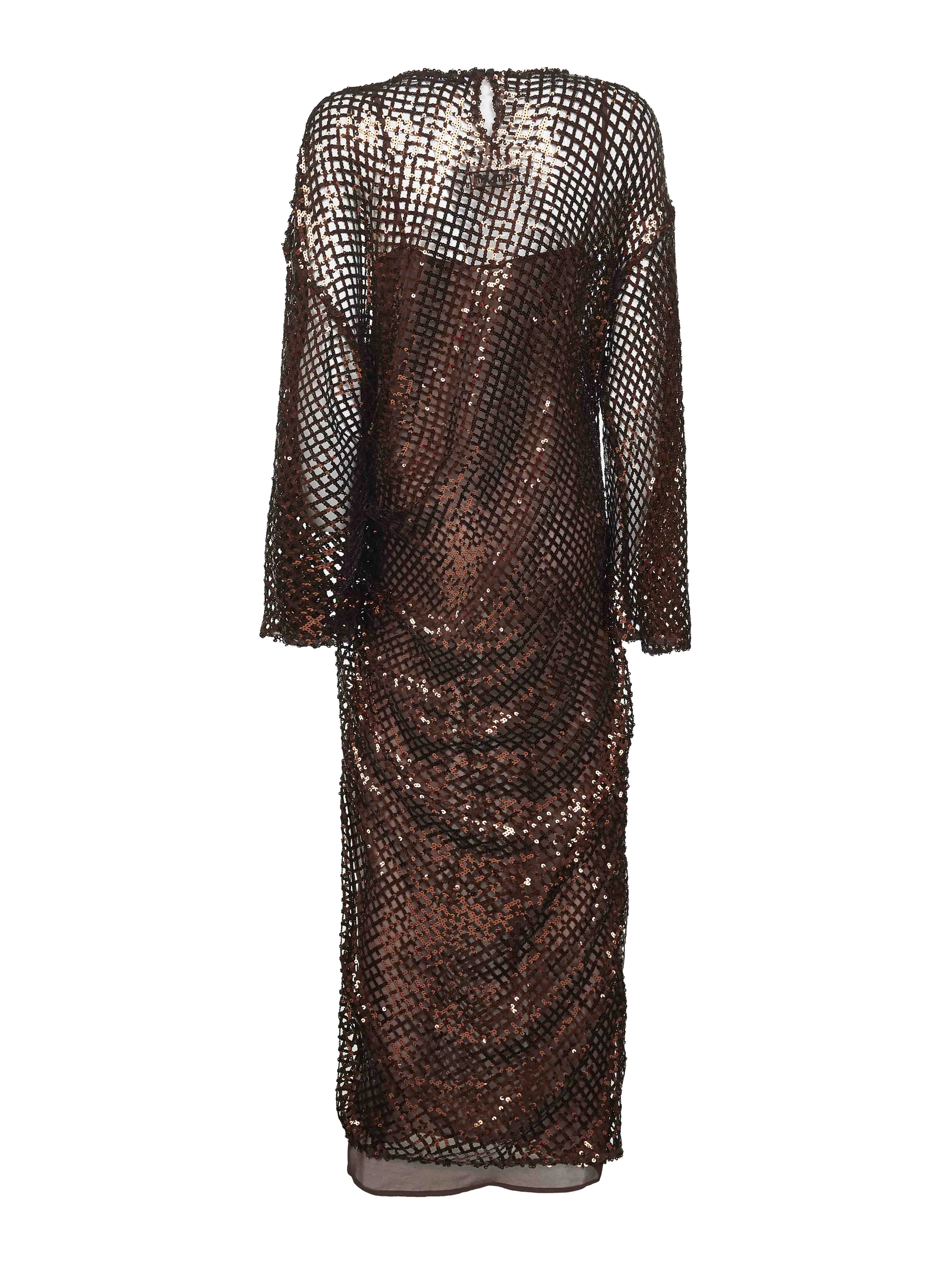 Brown Sequin Net Knit Midi Dress sold by Lord & Taylor product image thumbnail 2