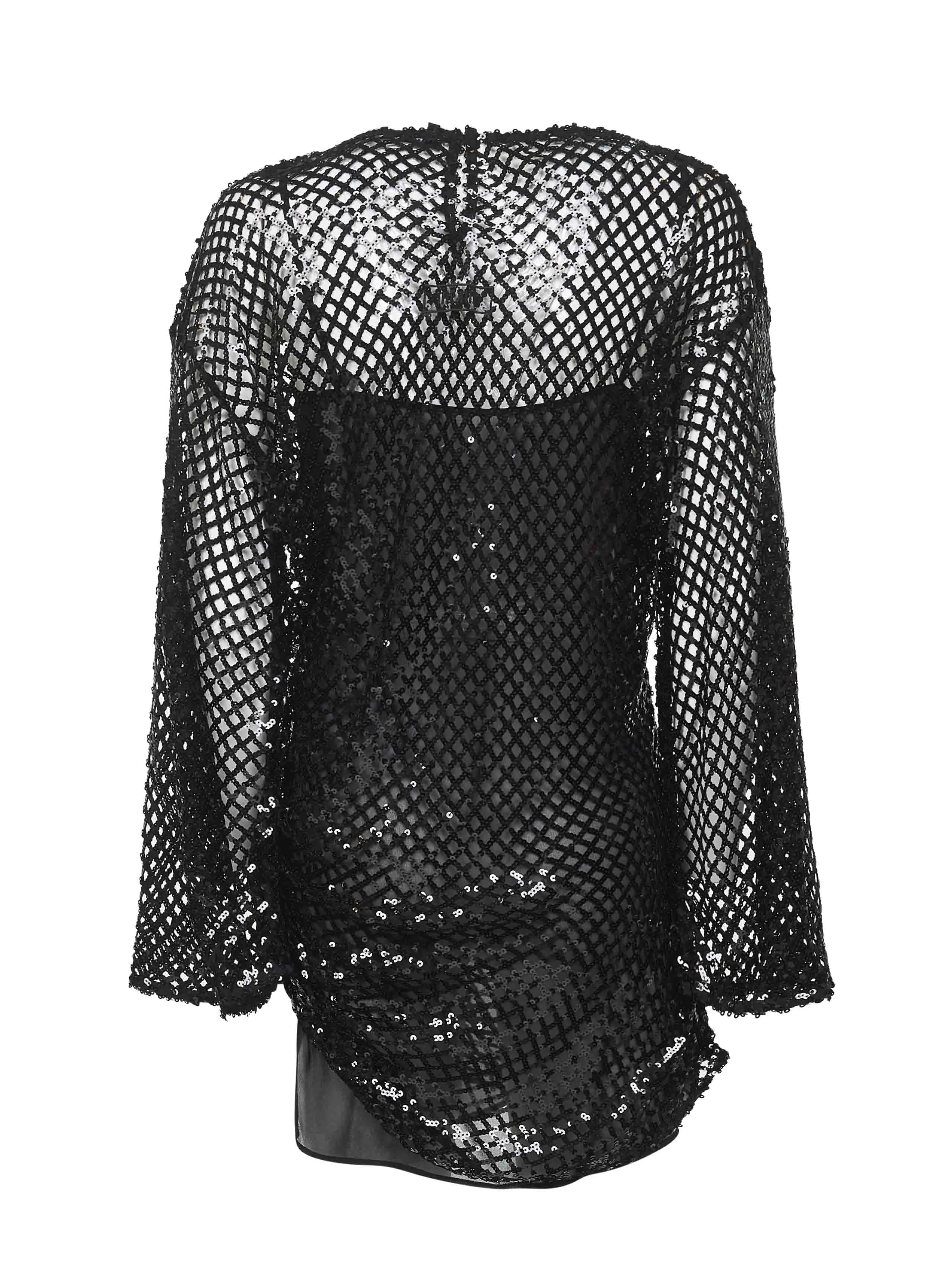 Black Sequin Net Knit Mini Dress sold by Lord & Taylor product image thumbnail 2