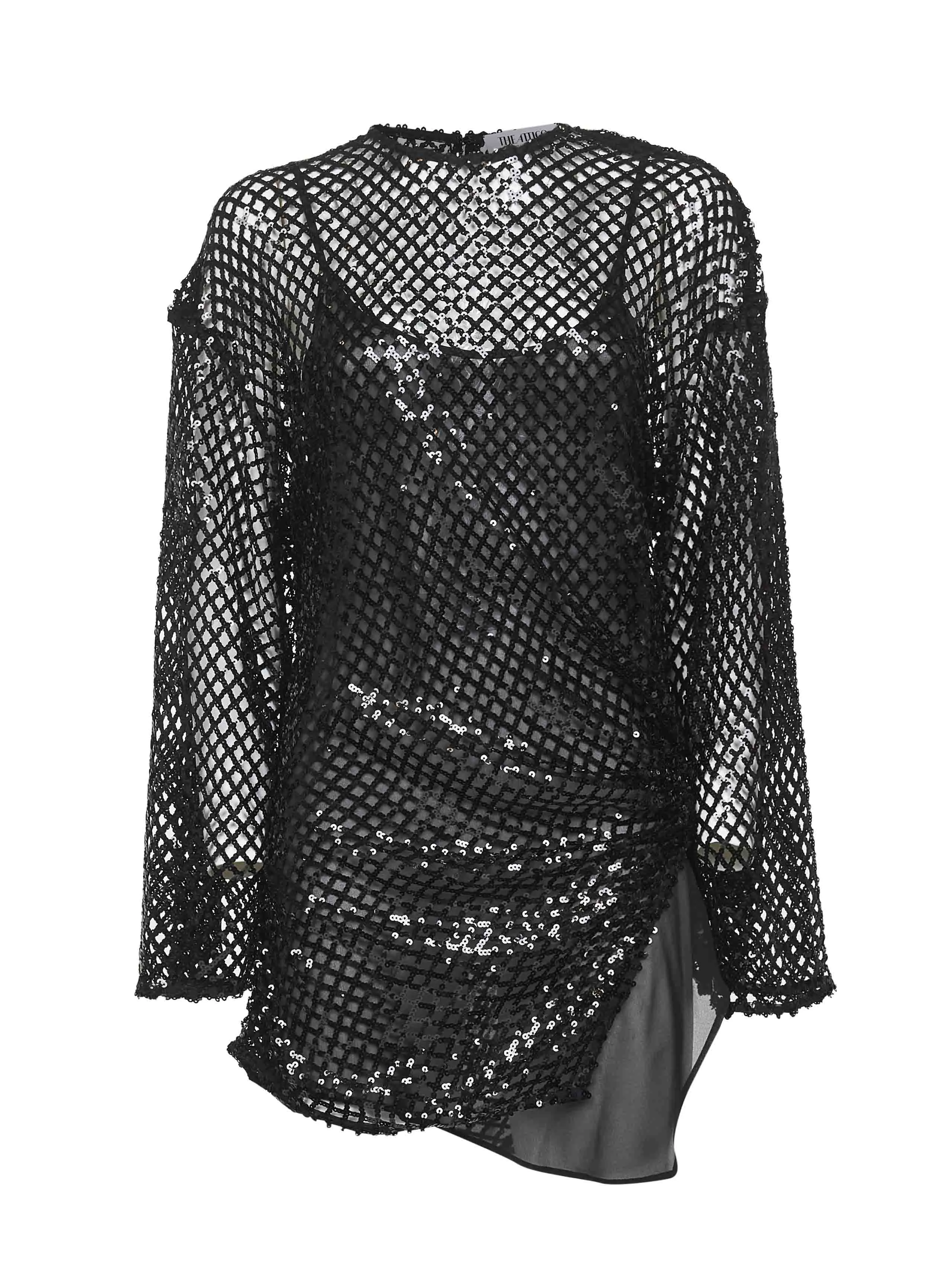 Black Sequin Net Knit Mini Dress sold by Lord & Taylor