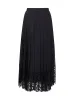 Black Chiffon and Lace Pleated Midi Skirt sold by Lord & Taylor