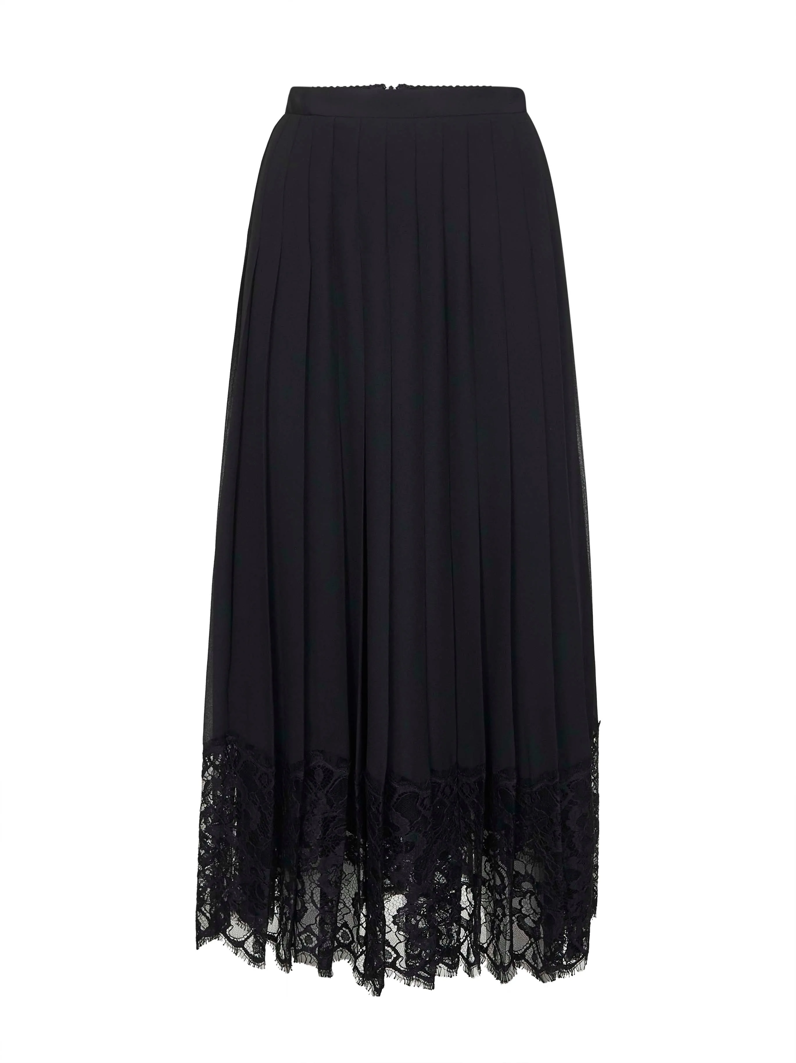 Black Chiffon and Lace Midi Skirt sold by Lord & Taylor