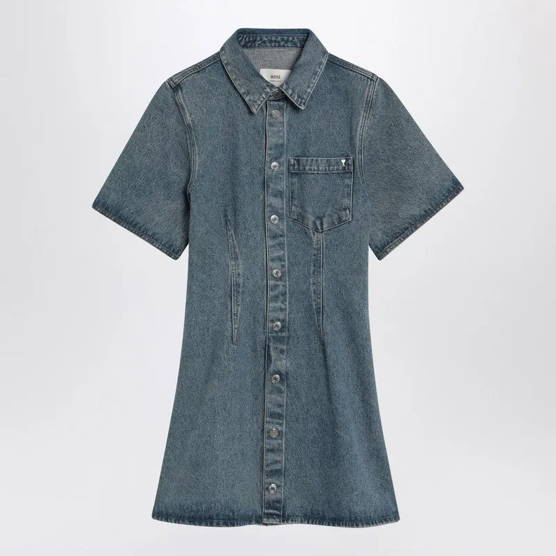 Ami Paris Mini dress Ami de Coeur in denim sold by Lord & Taylor