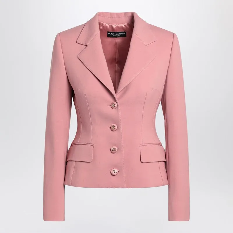 Dolce & Gabbana Dolce&Gabbana Single-breasted pink wool jacket sold by Lord & Taylor