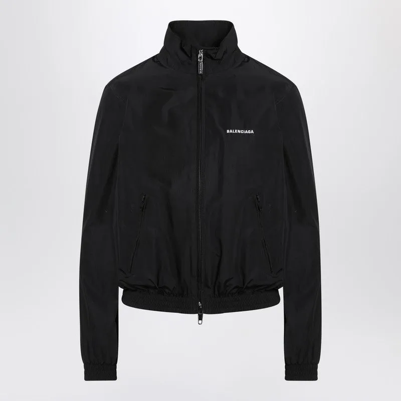 Balenciaga Black bomber jacket with zip and logo sold by Lord & Taylor