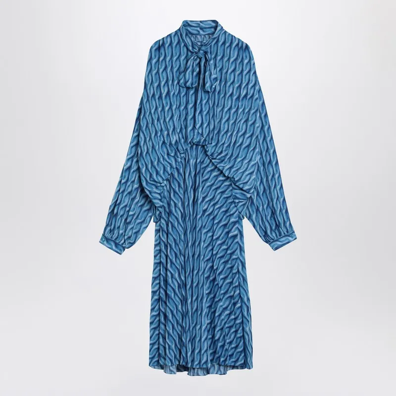 Balenciaga Midi dress with bow and blue print sold by Lord & Taylor