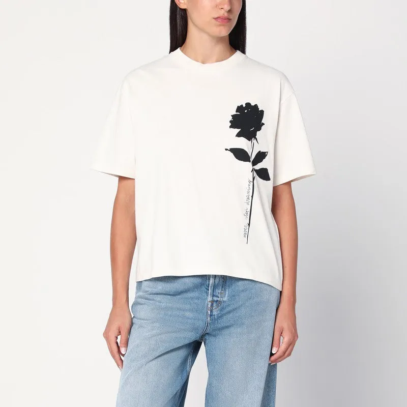 Golden Goose White T-shirt with rose sold by Lord & Taylor