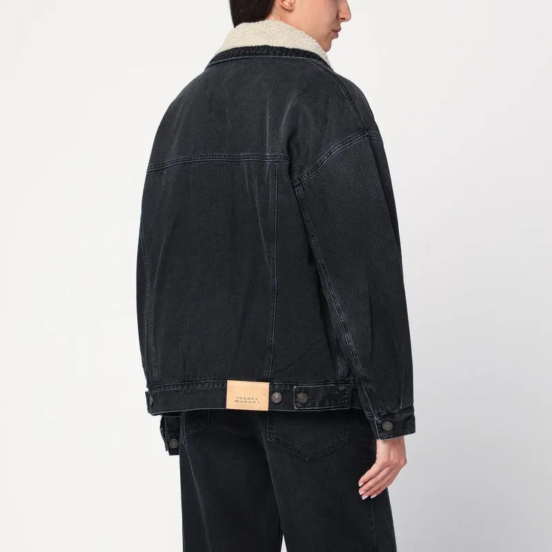 ISABEL MARANT Black Pimia jacket in denim and faux fur sold by Lord & Taylor product image thumbnail 2