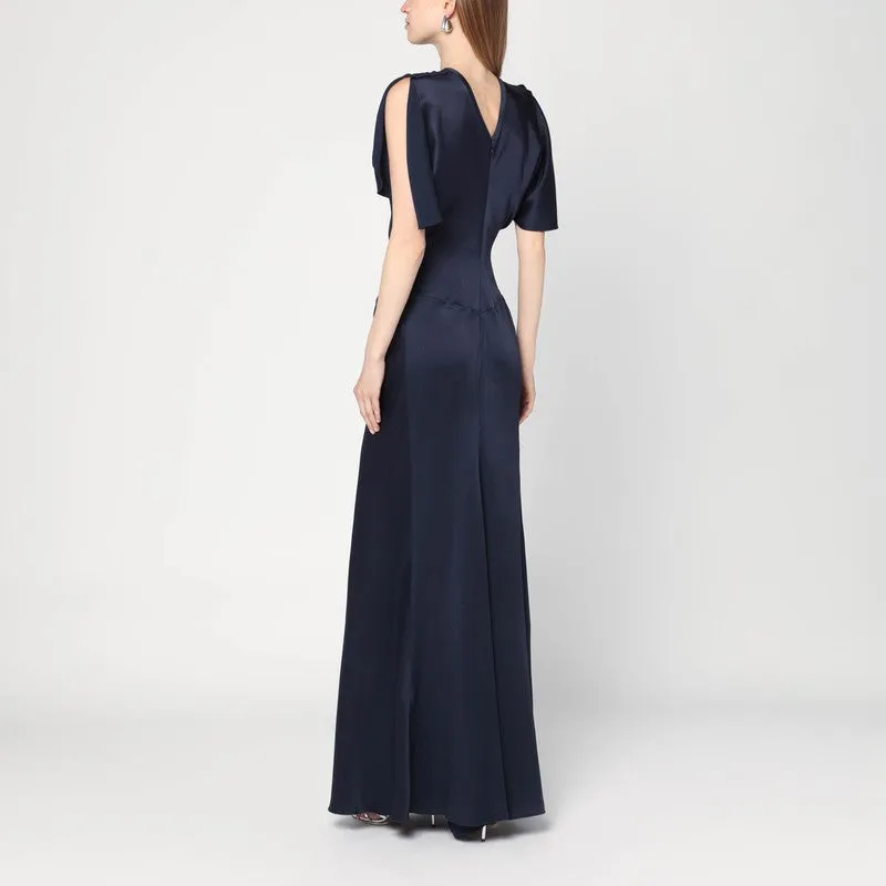 Victoria Beckham Navy blue long dress with gathered waist sold by Lord & Taylor product image thumbnail 2