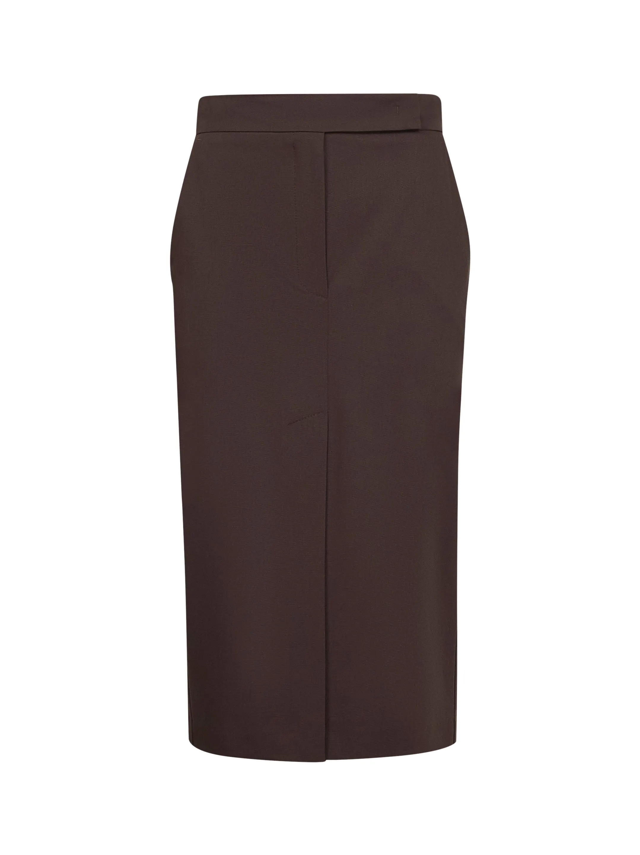 Brown Stretch Cady Midi Pencil Skirt sold by Lord & Taylor