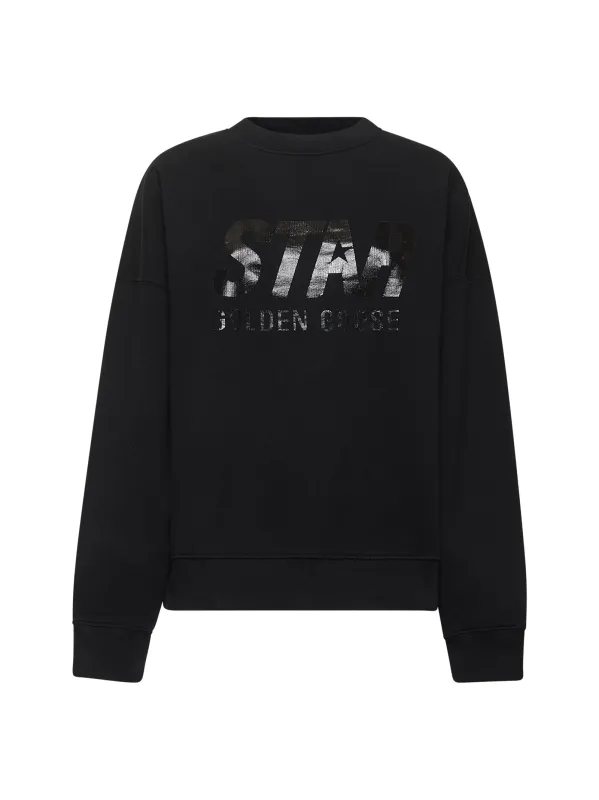 Black Cotton Star Sweatshirt made by Golden Goose