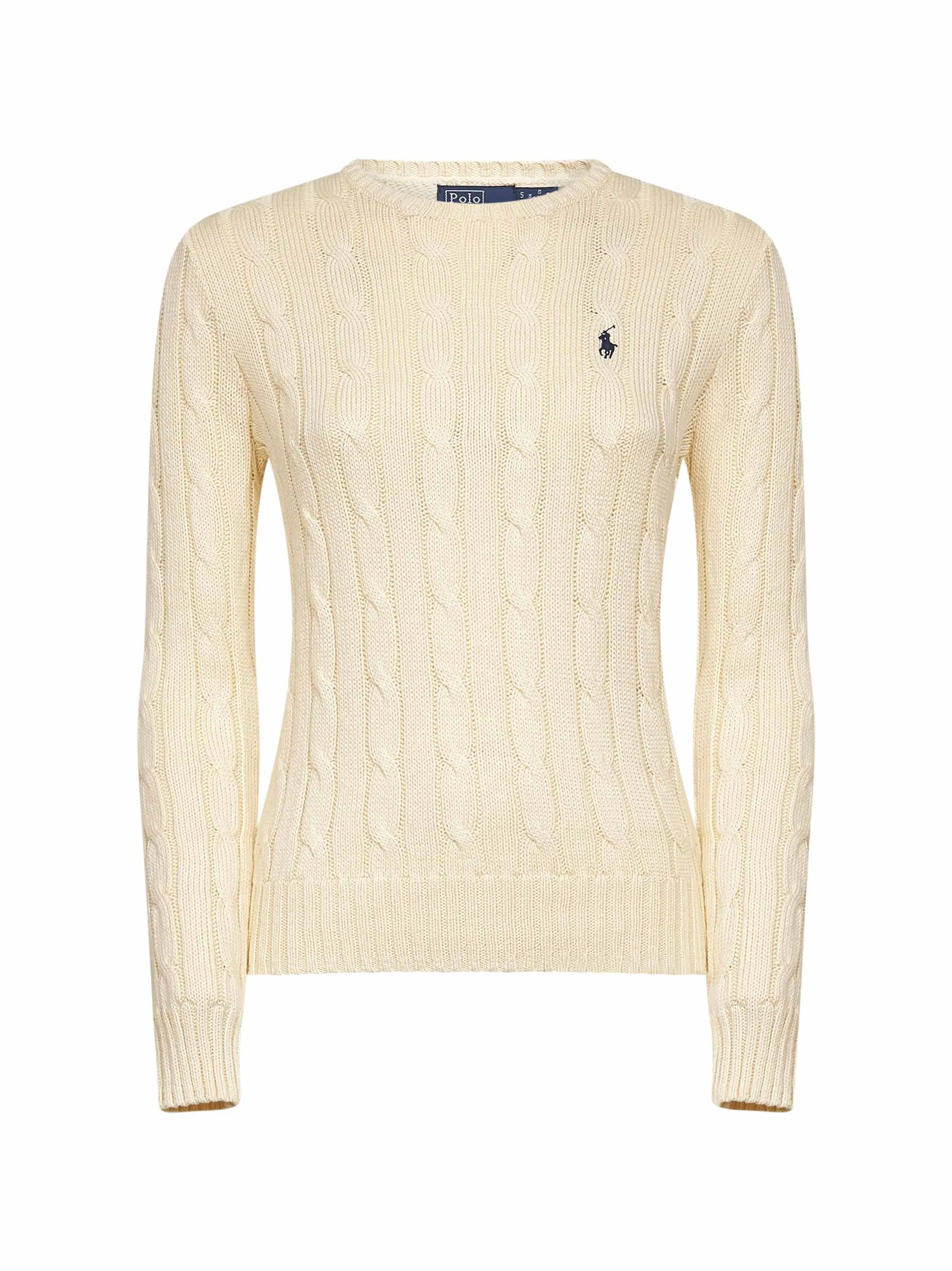 Cream Cable-Knit Cotton Crewneck Sweater sold by Lord & Taylor