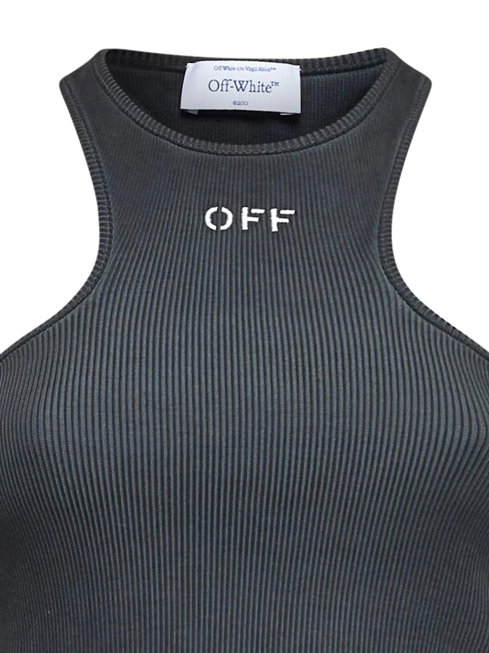 Grey Off Logo Ribbed Crop Top sold by Lord & Taylor product image thumbnail 3