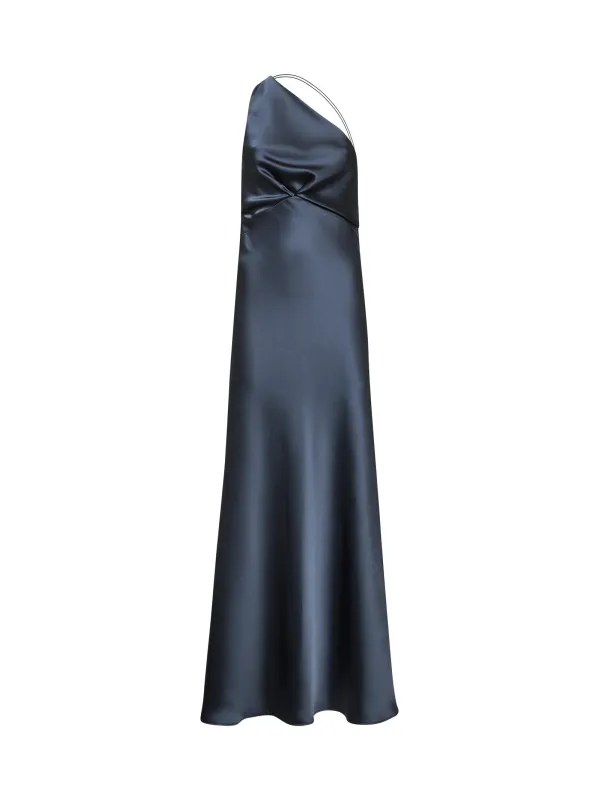Grey Satin Aloysia One-Shoulder Dress sold by Lord & Taylor
