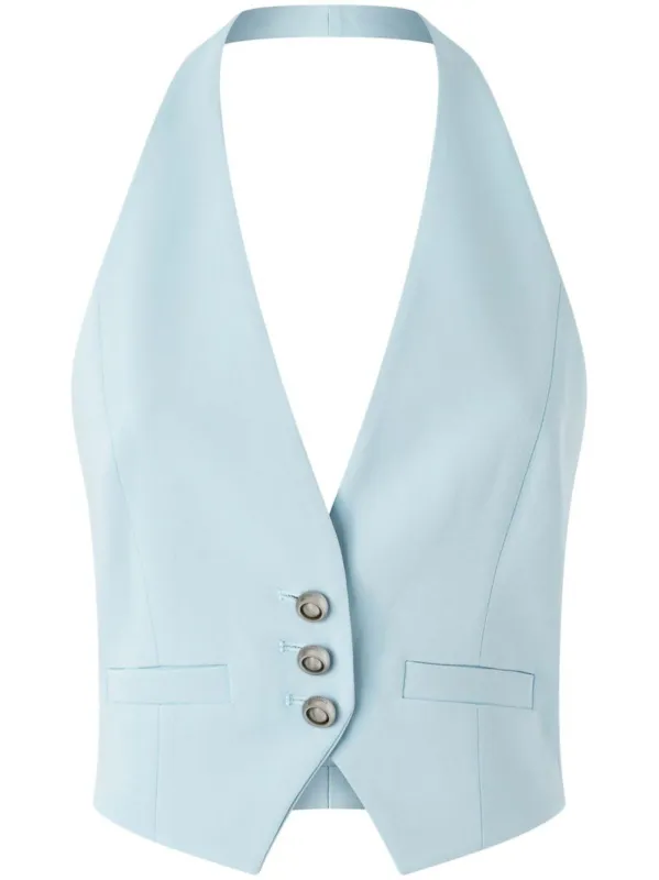 Viscose Tailored Vest in Light Blue sold by Lord & Taylor