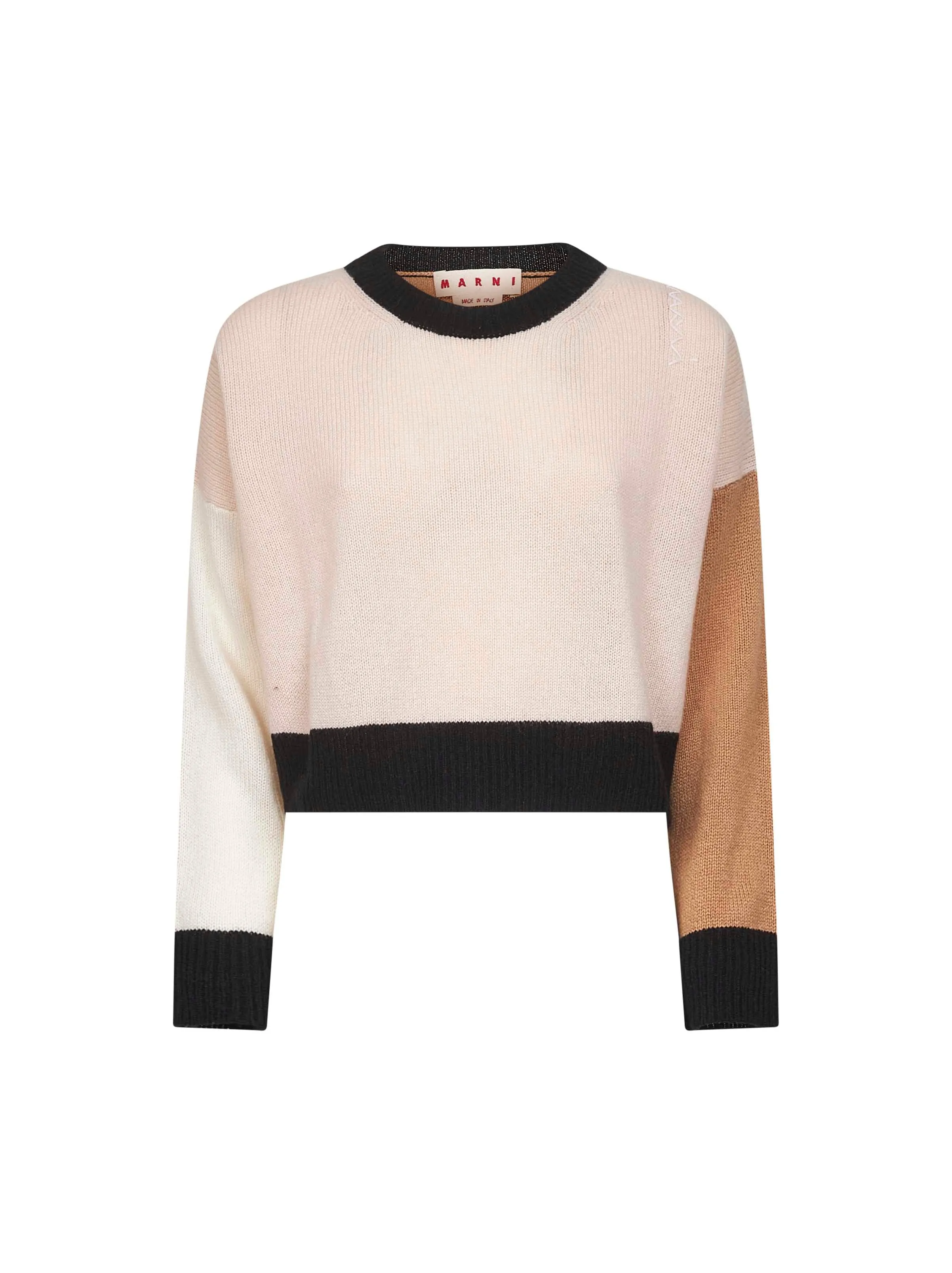 Cropped Cashmere Sweater in Pink Color Block sold by Lord & Taylor