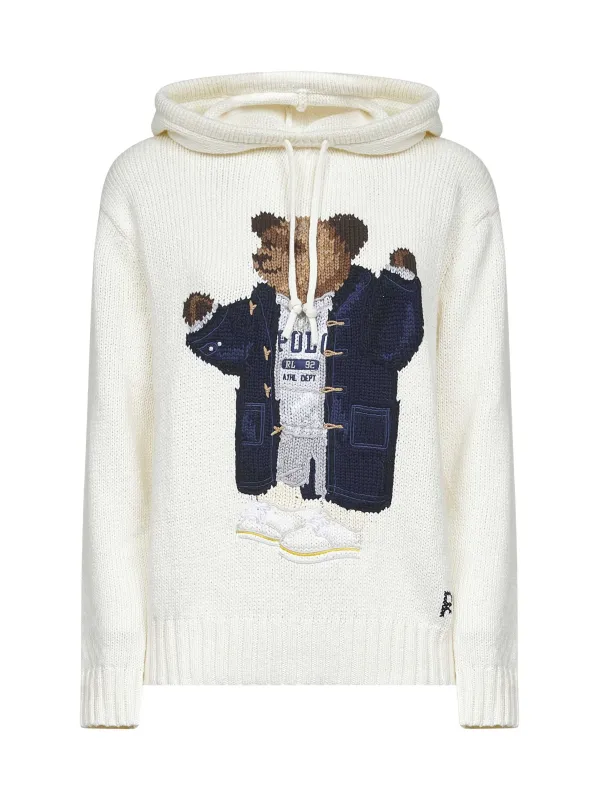 Ivory Knit Polo Bear Hooded Sweater sold by Lord & Taylor