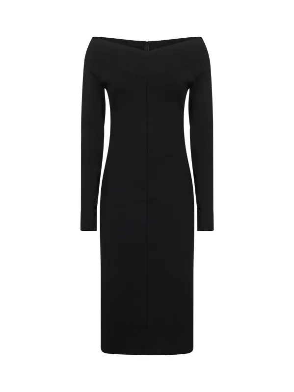 Black Compact Knit Midi Dress sold by Lord & Taylor