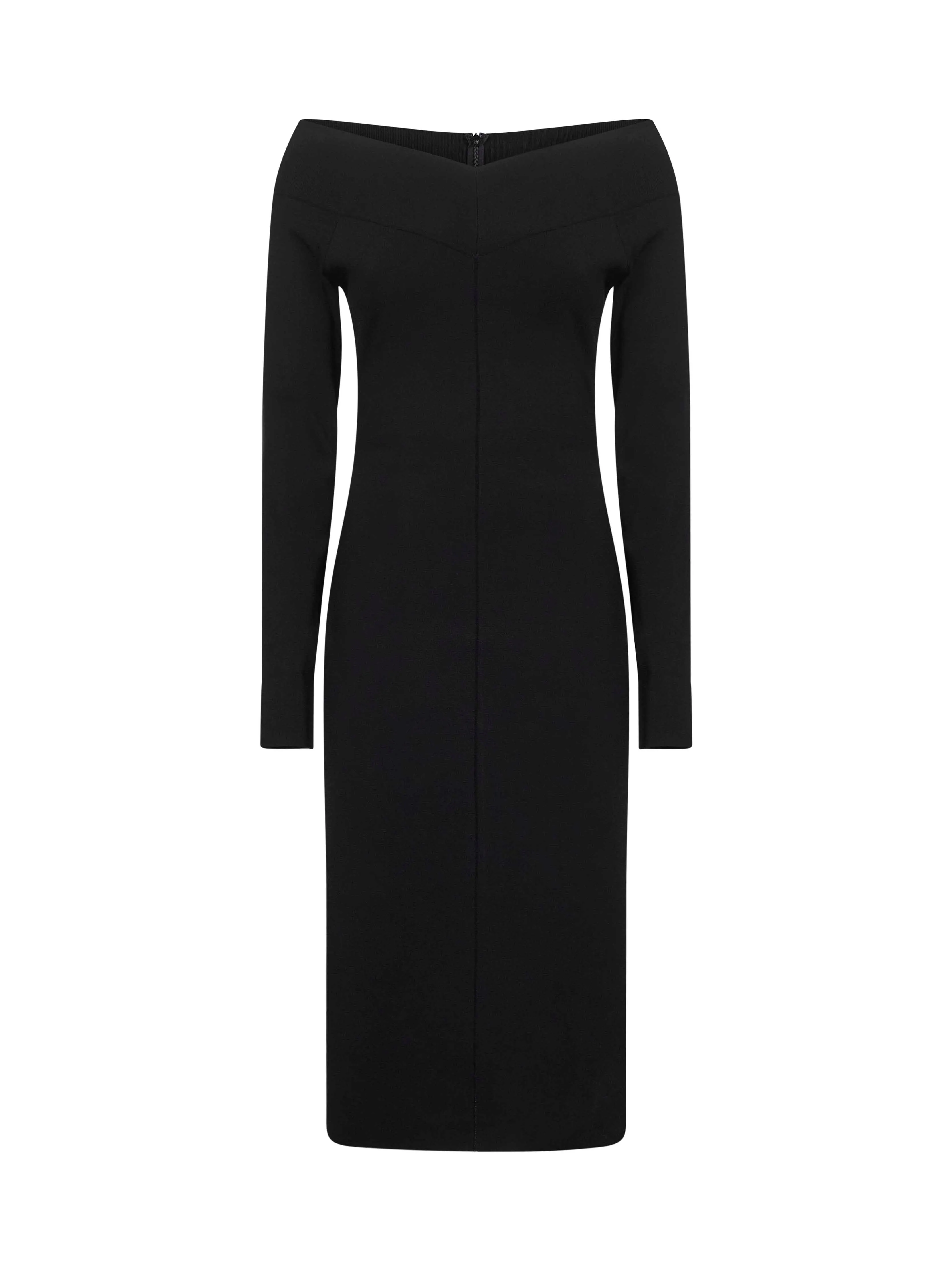 Black Compact Knit Midi Dress sold by Lord & Taylor