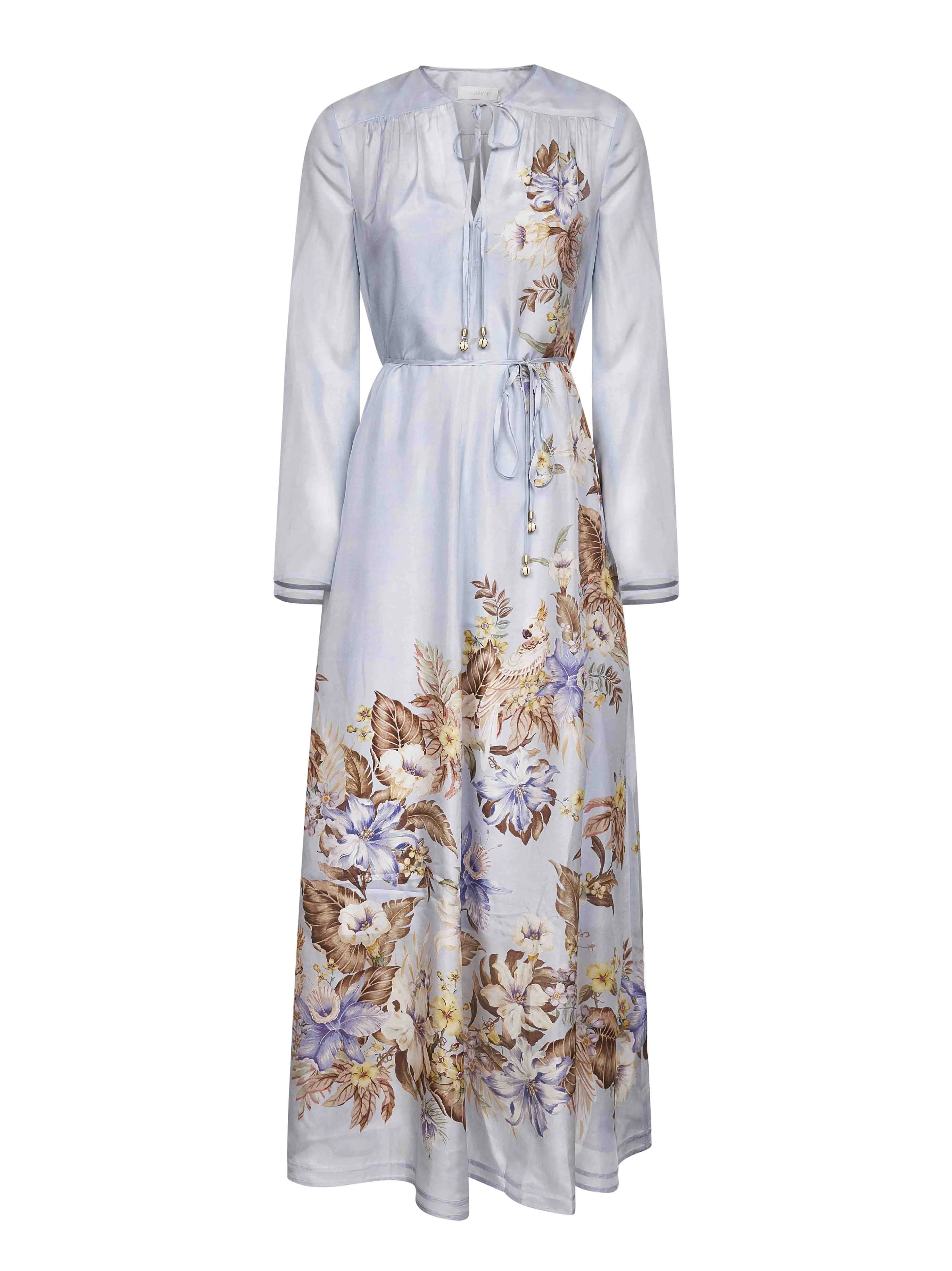 Powder Blue Multi Floral Silk Maxi Dress sold by Lord & Taylor