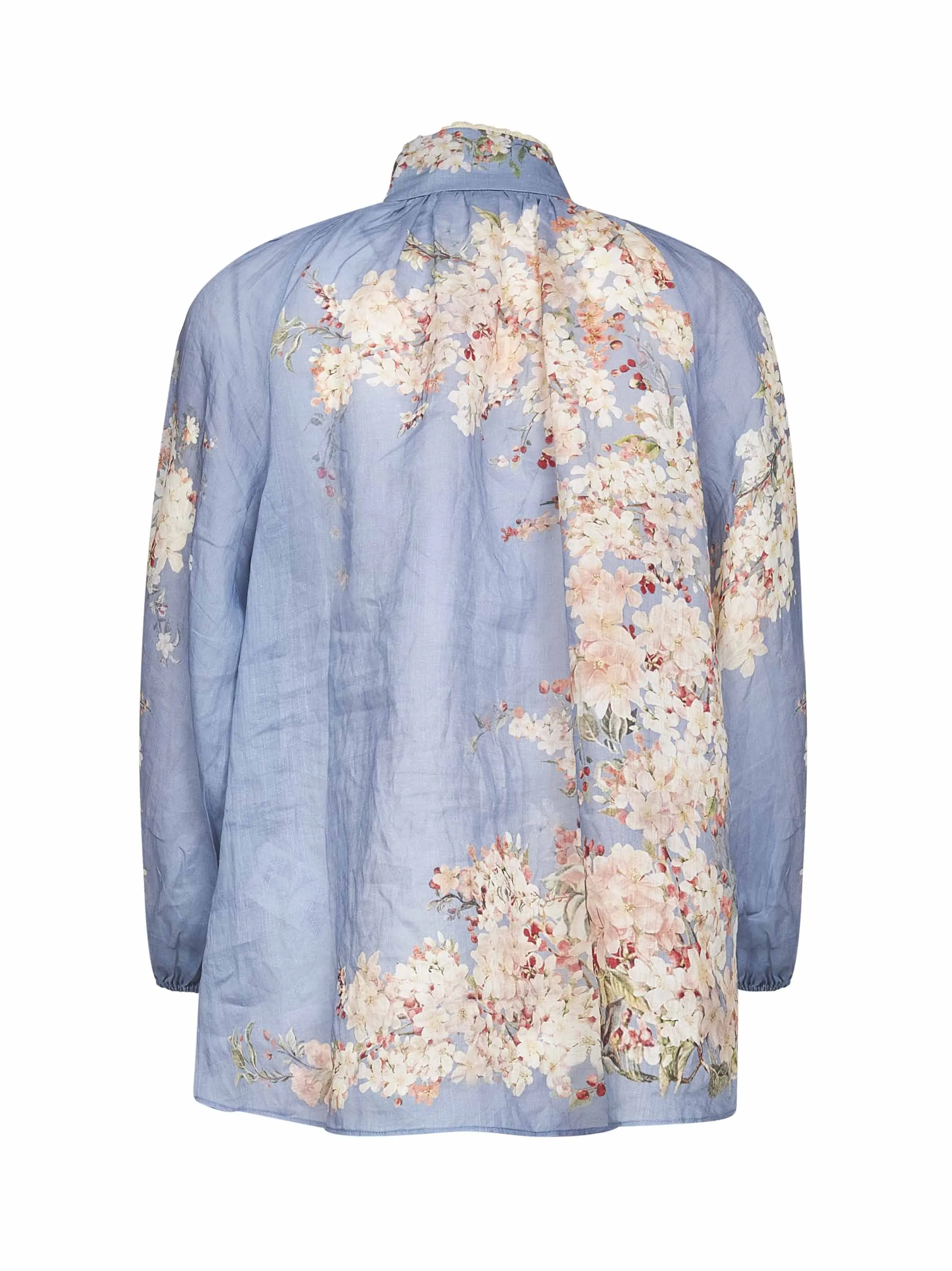 Teal Blue Botanical Floral Ramie Blouse sold by Lord & Taylor product image thumbnail 2