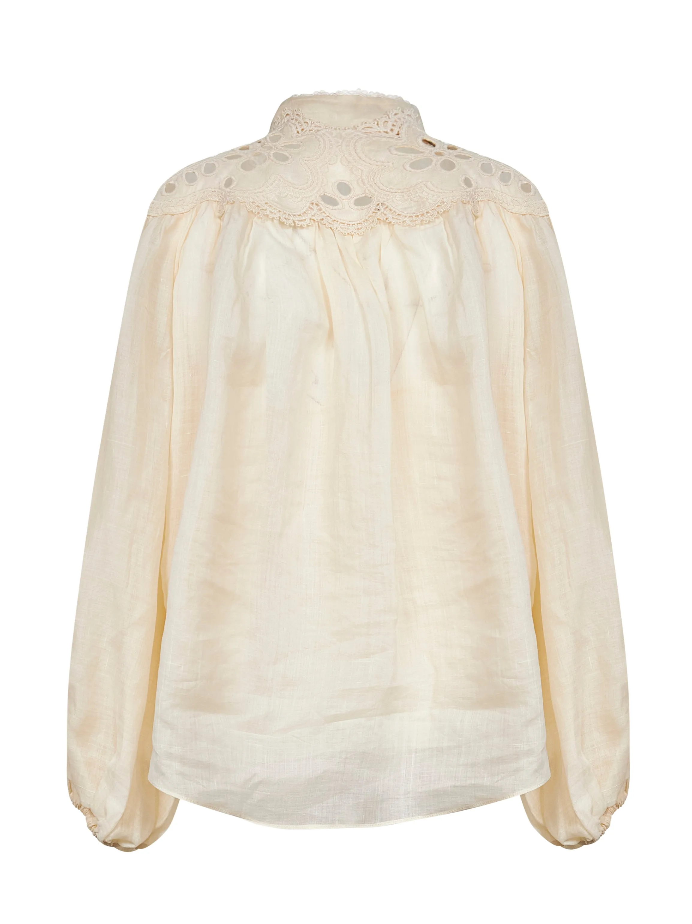 Cream Ramie Coco Embroidered Blouse sold by Lord & Taylor product image thumbnail 2