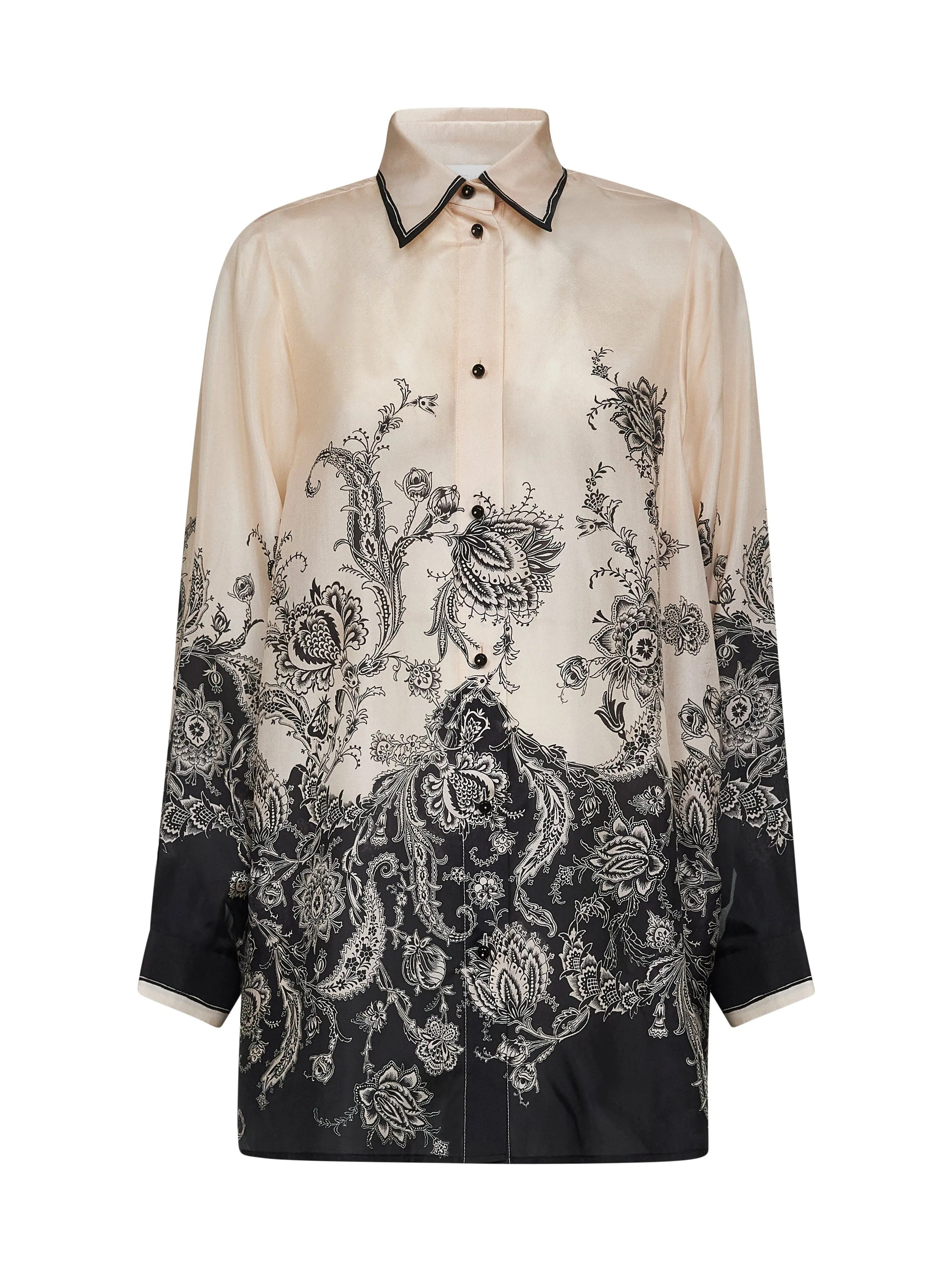Cream and Black Floral Silk Rhiannon Shirt sold by Lord & Taylor