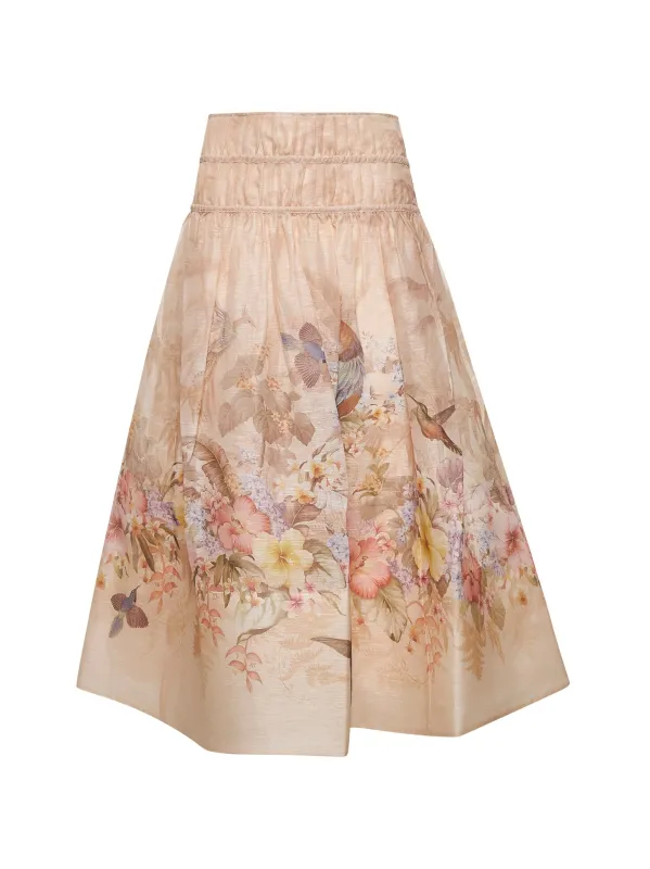 Ivory Linen and Silk Drawn Illuminate Midi Skirt sold by Lord & Taylor