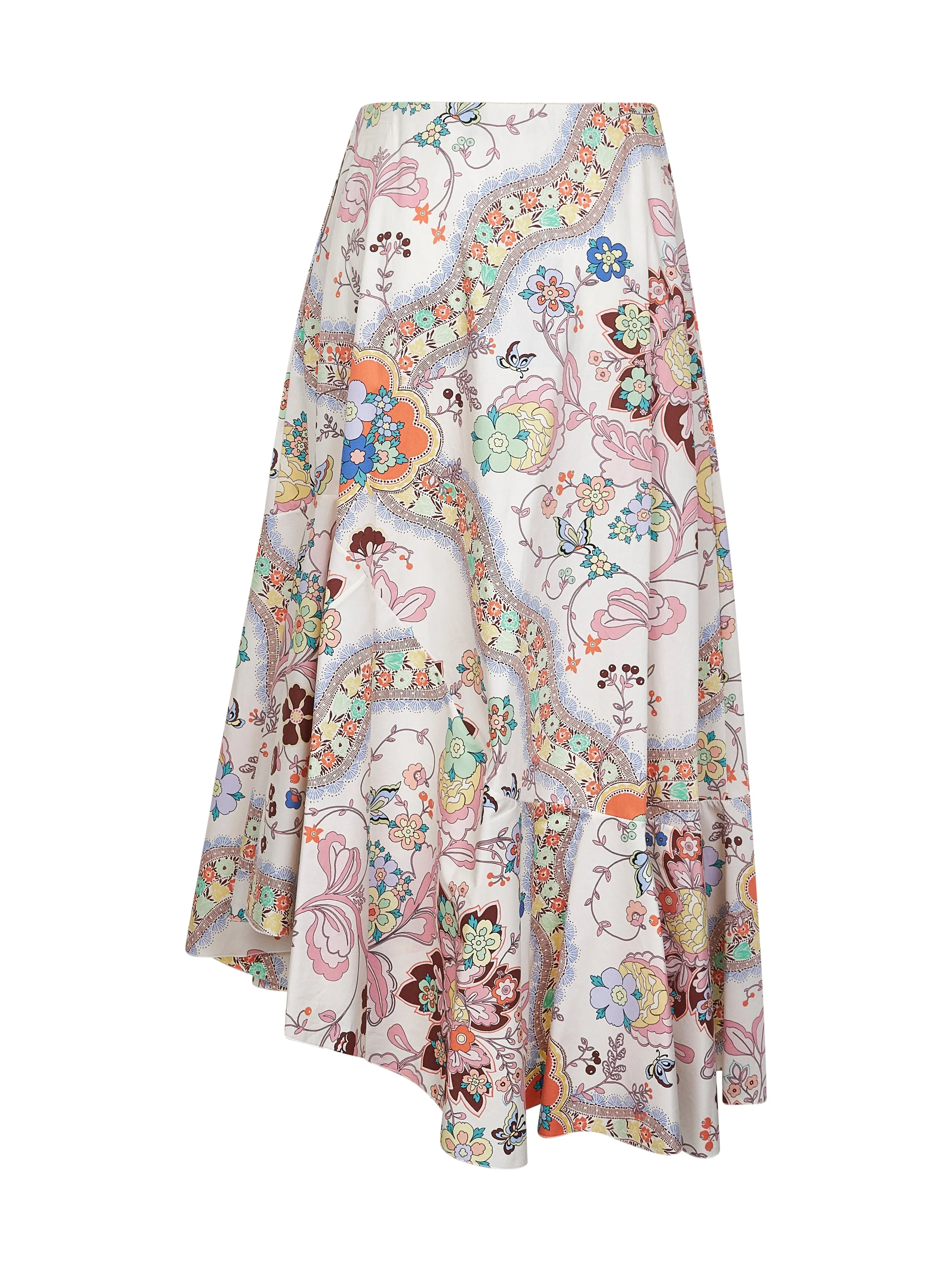 Floral and Butterfly Print Asymmetric Midi Skirt sold by Lord & Taylor product image thumbnail 2