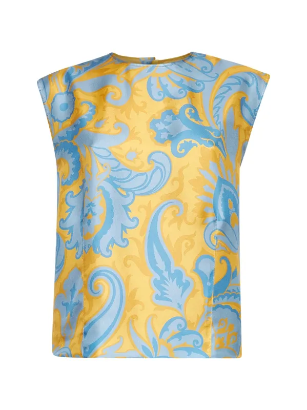 Yellow Paisley Print Silk Top sold by Lord & Taylor