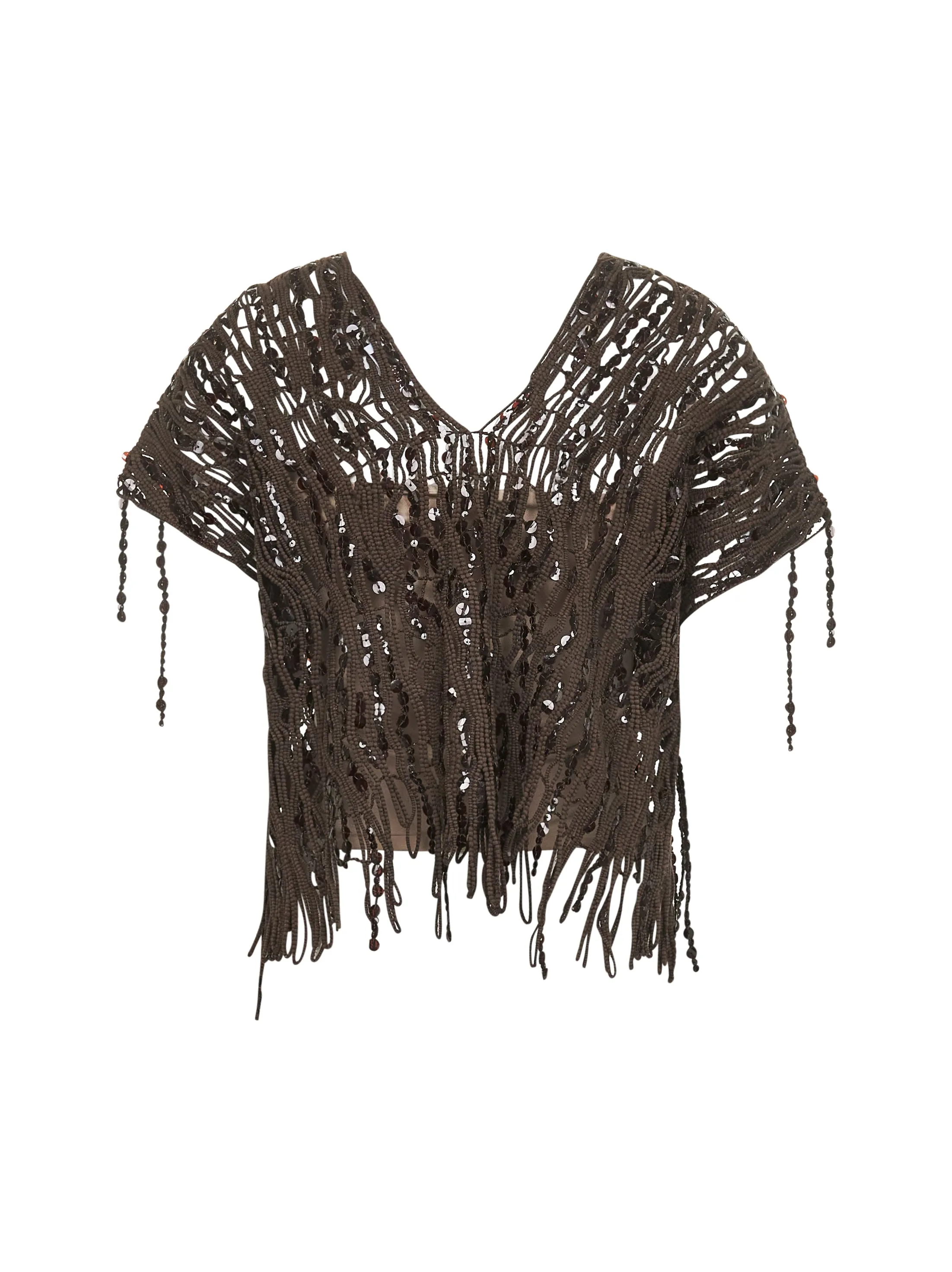 Brown Knit Dazzling Abstract Embroidery Top sold by Lord & Taylor product image thumbnail 2
