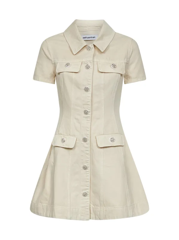 Cream Cotton Denim Mini Dress sold by Lord & Taylor
