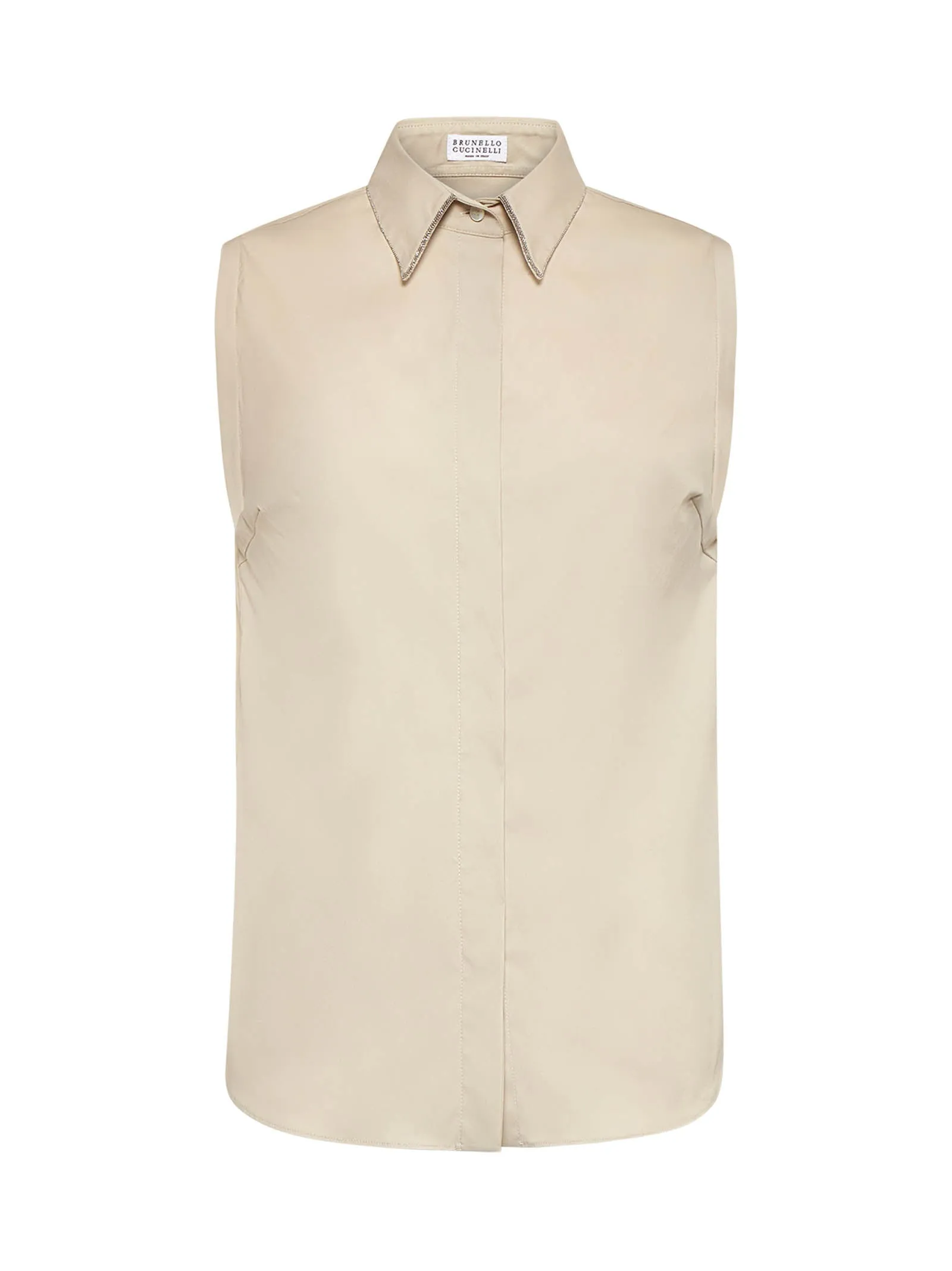 Beige Shiny Trim Poplin Shirt sold by Lord & Taylor
