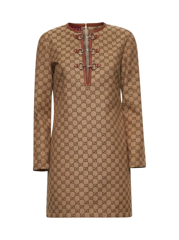 Beige GG Canvas Mini Dress made by Gucci