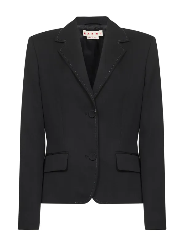 Black Wool Single-Breasted Blazer sold by Lord & Taylor