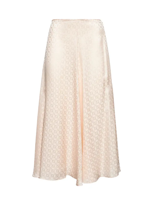 Pink FF Silk Flared Midi Skirt sold by Lord & Taylor