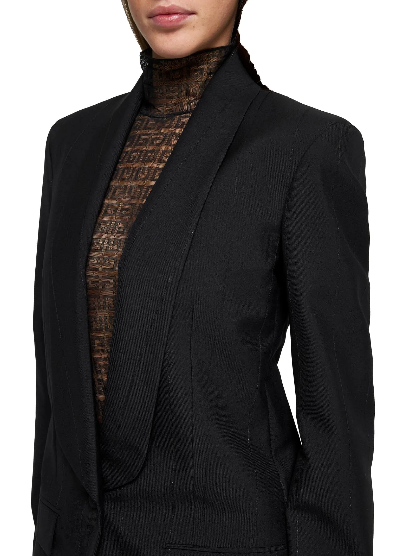 Lame Pinstriped Wool-Blend Blazer sold by Lord & Taylor product image thumbnail 4