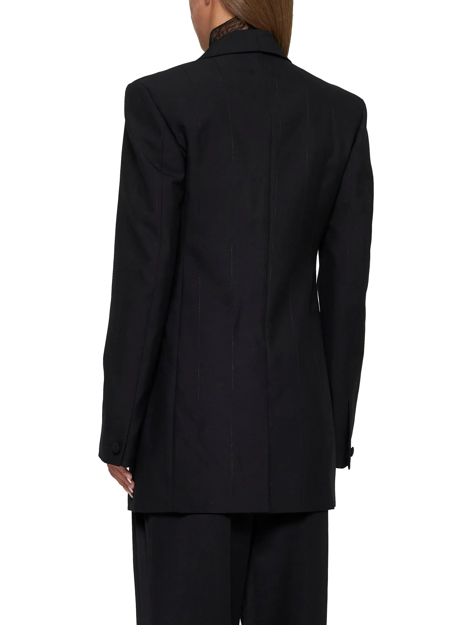 Lame Pinstriped Wool-Blend Blazer sold by Lord & Taylor product image thumbnail 3