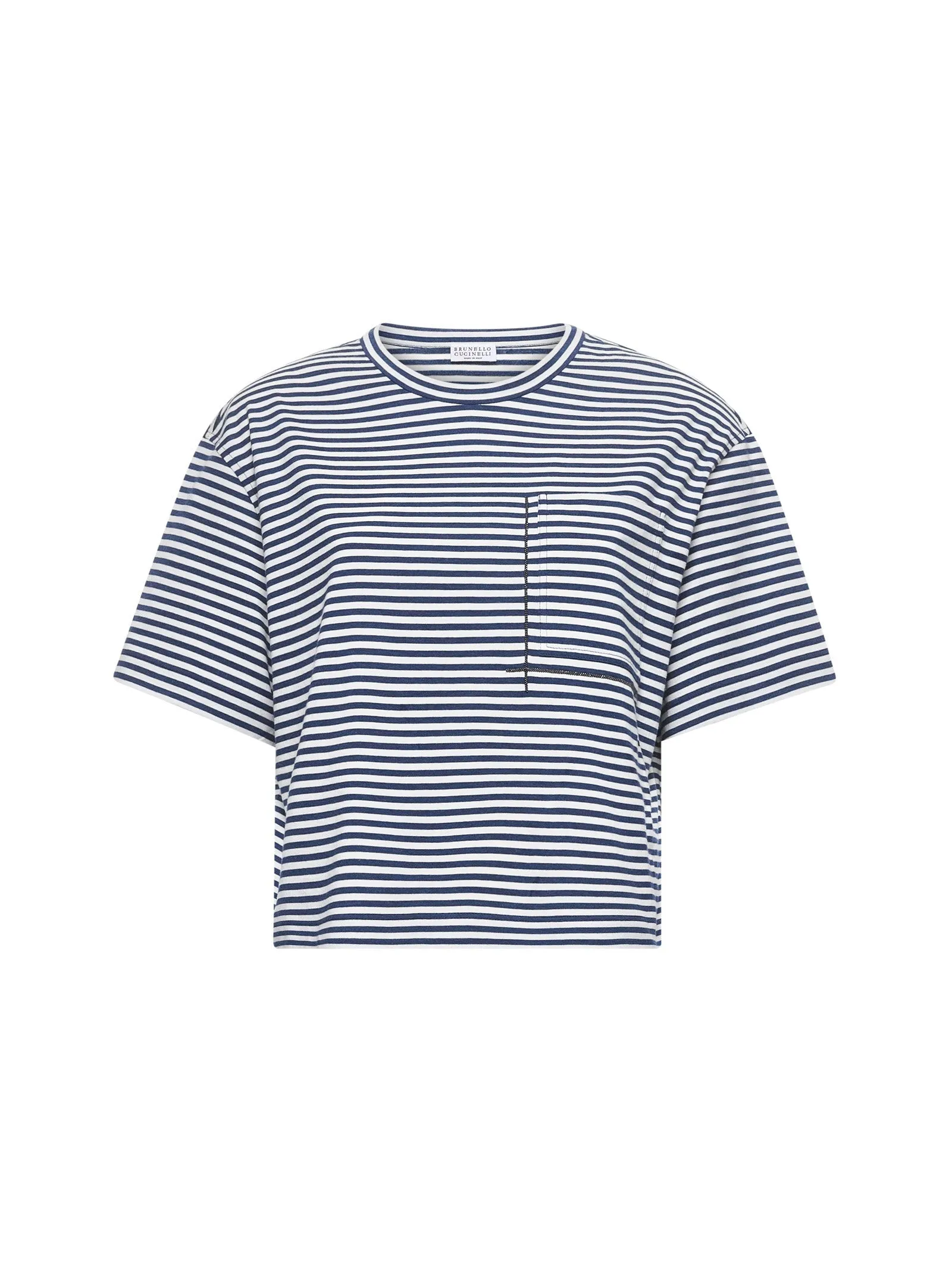 Striped Jersey Crop T-shirt with Shiny Pocket Detail sold by Lord & Taylor
